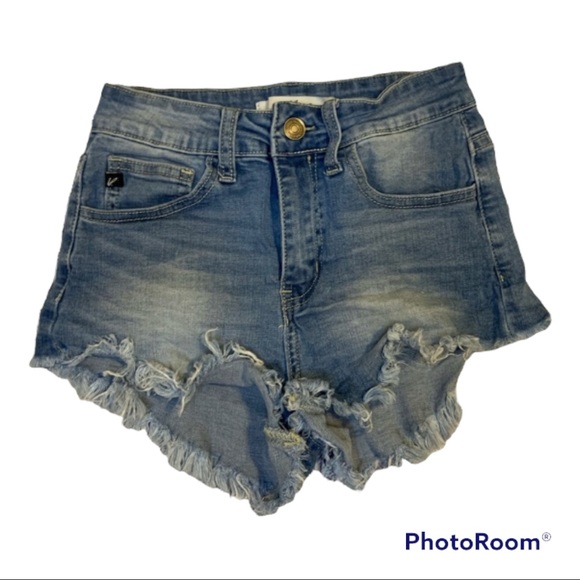 Kancan High Waist, High Cut Medium Wash Shorts - Picture 1 of 3